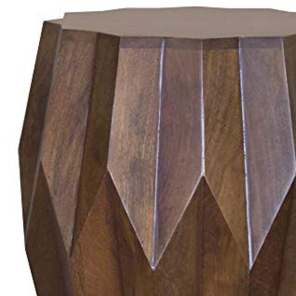 23" Dark Brown Solid Wood Drum End Table