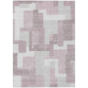 10' X 14' Blush Gray And Ivory Abstract Washable Indoor Outdoor Area Rug