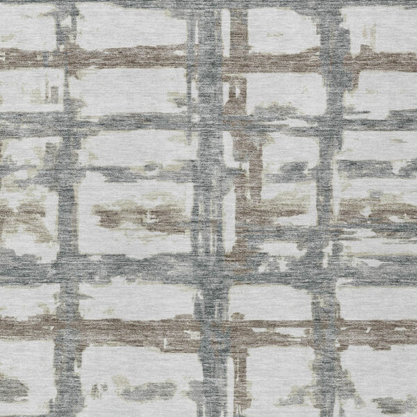 5' X 8' Silver Taupe And Gray Striped Washable Indoor Outdoor Area Rug