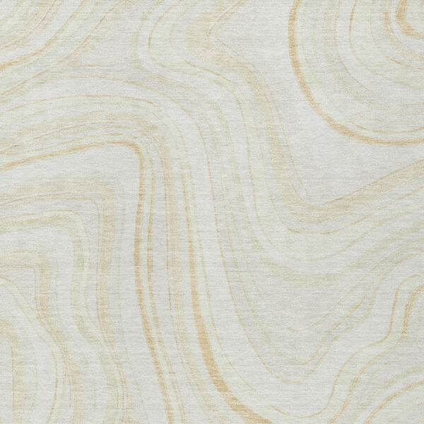 3' X 5' Ivory Beige And Tan Abstract Washable Indoor Outdoor Area Rug
