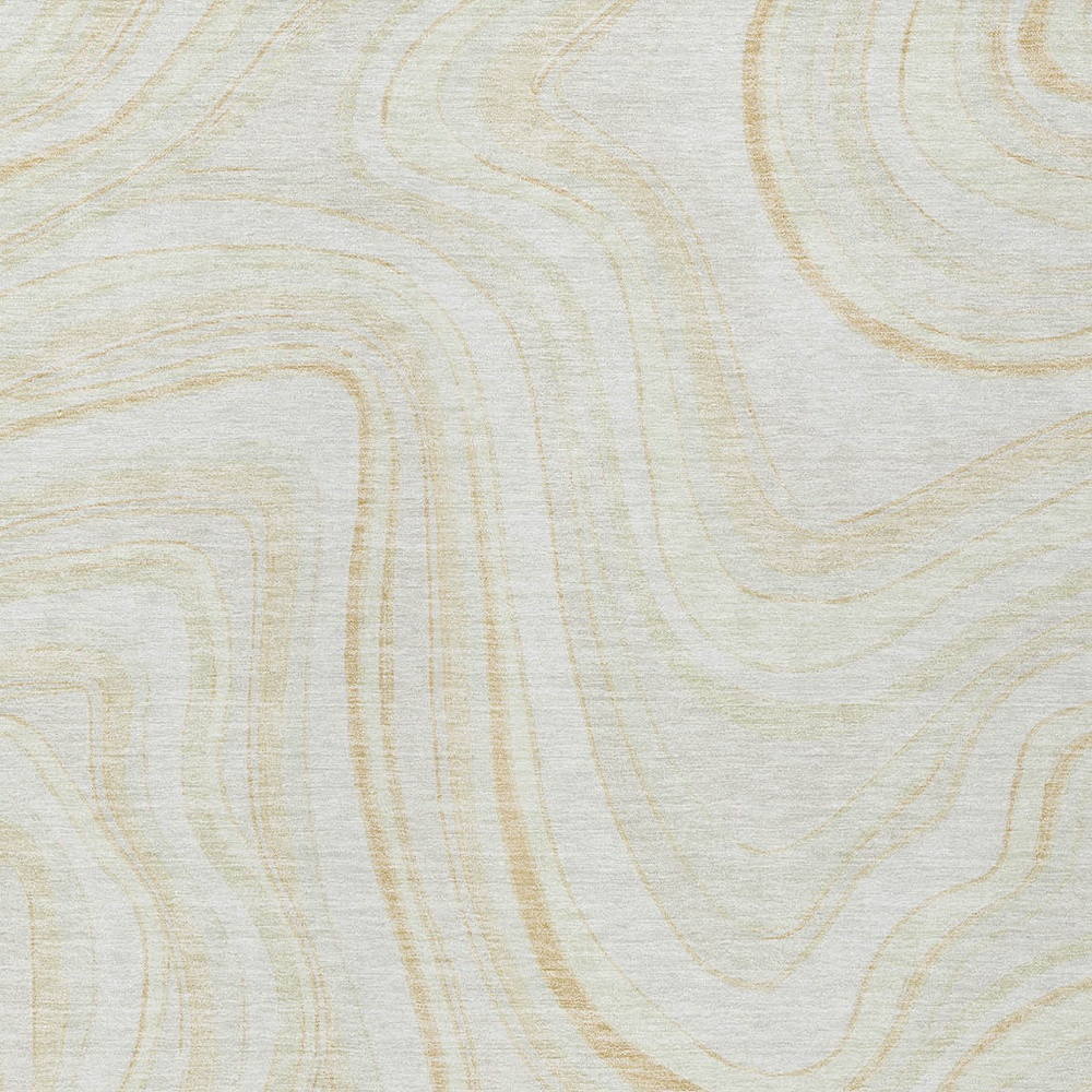 3' X 5' Ivory Beige And Tan Abstract Washable Indoor Outdoor Area Rug