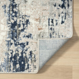 7' X 9' Beige Cream Blue And Gray Abstract Stain Resistant Area Rug