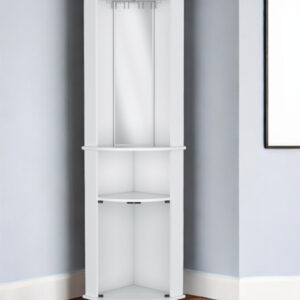 75" White Wood Corner Bar Cabinet With Three Shelves
