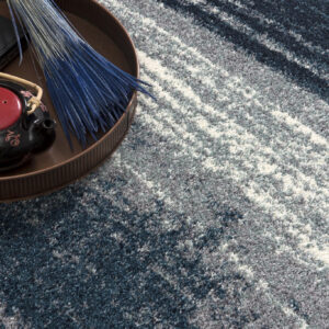 4’ X 6’ White And Blue Abstract Strokes Area Rug