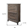 36" Gray Solid Wood Five Drawer Dresser