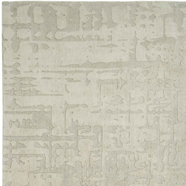 5' Gray and Beige Round Abstract Non Skid Area Rug