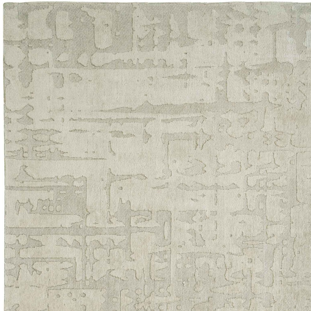 5' Gray and Beige Round Abstract Non Skid Area Rug