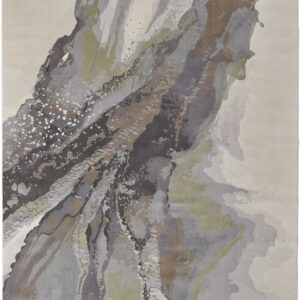 9' x 12' Green and Brown Abstract Power Loom Area Rug