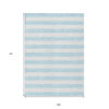 9' X 12' Blue and White Striped Washable Indoor Outdoor Area Rug