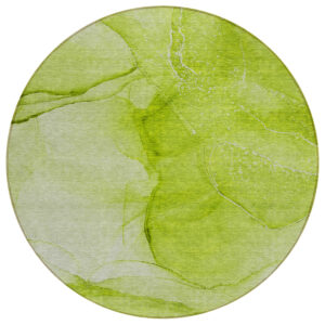 8' Round Green Round Abstract Washable Non Skid Indoor Outdoor Area Rug