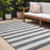 10' X 14' Charcoal Striped Washable Non Skid Indoor Outdoor Area Rug