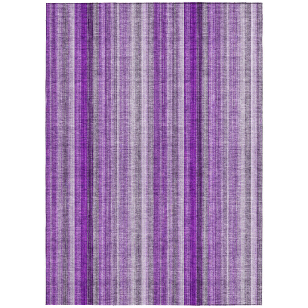 10' X 14' Purple Striped Washable Non Skid Indoor Outdoor Area Rug