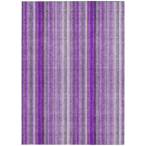 10' X 14' Purple Striped Washable Non Skid Indoor Outdoor Area Rug