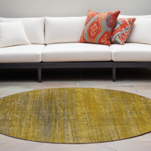 8' Round Chocolate Round Striped Washable Non Skid Indoor Outdoor Area Rug