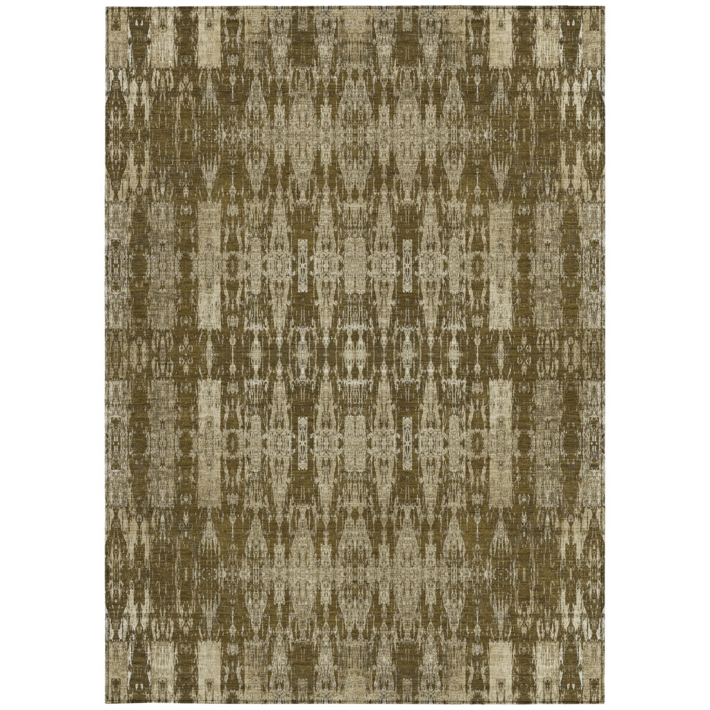 5' X 8' Chocolate Taupe And Beige Moroccan Washable Indoor Outdoor Area Rug