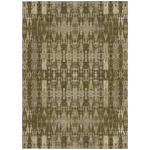 5' X 8' Chocolate Taupe And Beige Moroccan Washable Indoor Outdoor Area Rug
