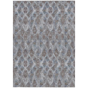 8' X 10' Sky Blue And Silver Geometric Washable Indoor Outdoor Area Rug
