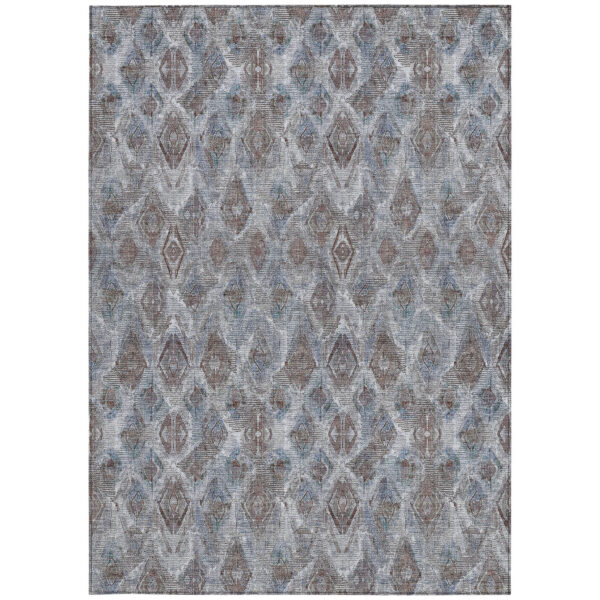 8' X 10' Sky Blue And Silver Geometric Washable Indoor Outdoor Area Rug