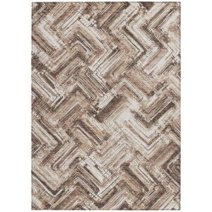 8' X 10' Brown Taupe And Tan Geometric Washable Indoor Outdoor Area Rug