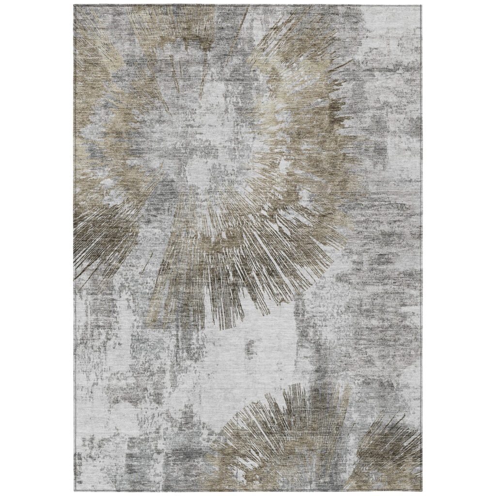 3' X 5' Taupe Beige And Brown Abstract Washable Indoor Outdoor Area Rug