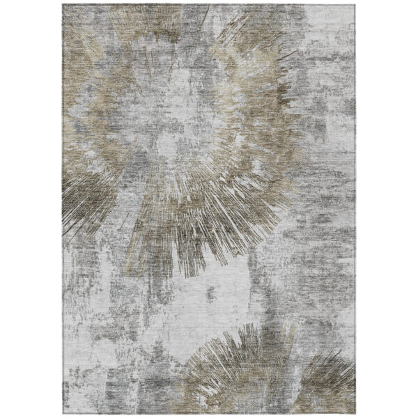 3' X 5' Taupe Beige And Brown Abstract Washable Indoor Outdoor Area Rug