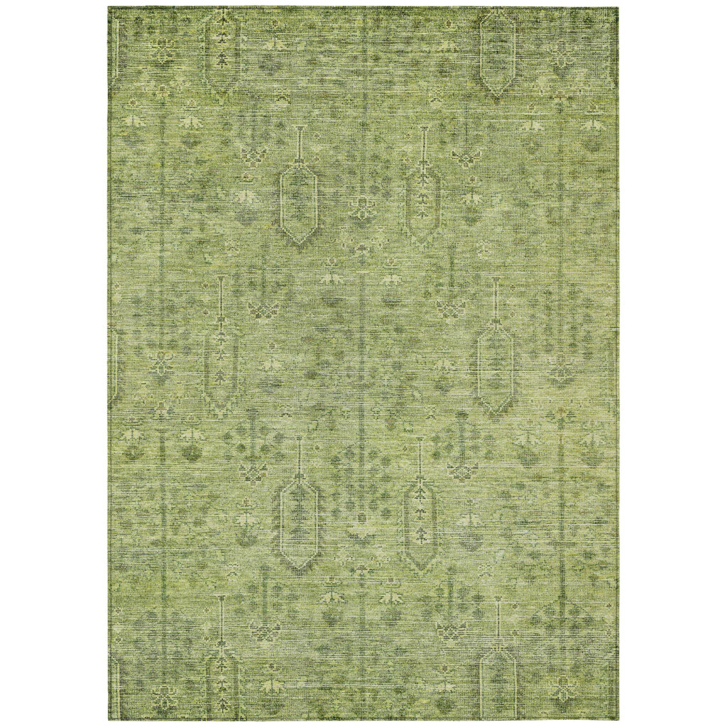 3' X 5' Sage And Artichoke Green Southwestern Washable Indoor Outdoor Area Rug