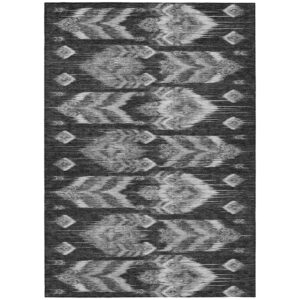 3' X 5' Black Charcoal And Silver Southwestern Washable Indoor Outdoor Area Rug