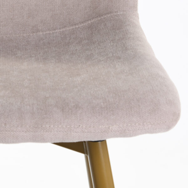 Set of Two 30" Light Taupe and Gold Fabric and Steel Bar Height Swivel Bar Chairs