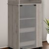 Light Gray Rolling Bar Cart With Wine Storage