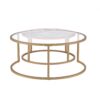 16" Gold And Clear Glass Round Mirrored Nested Tables