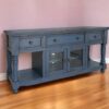 70" Blue Mango Solid Wood Open shelving Distressed TV Stand