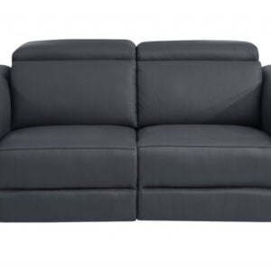 Three Piece Indoor Dark Gray Italian Leather Six Person Seating Set