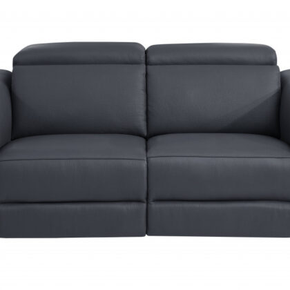Three Piece Indoor Dark Gray Italian Leather Six Person Seating Set