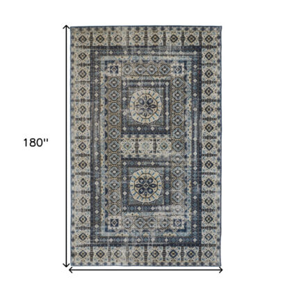 13' X 15' Abstract Power Loom Distressed Area Rug