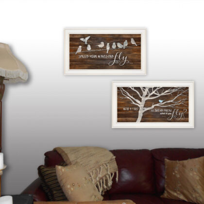 Set Of Two Spread Your Wings 1 White Framed Print Wall Art