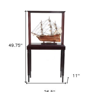 50" Wood Brown HMS Victory Hand Painted Boat with Case