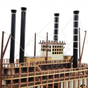 17" Wood Brown King of Mississippi Boat Hand Painted Decorative Boat