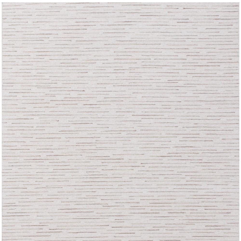 8' x 10' Beige and Ivory Wool Striped Hand Tufted Area Rug