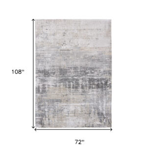 7' x 9' Gray and White Abstract Non Skid Area Rug