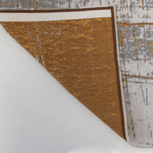 8' Gray and Gold Round Abstract Non Skid Area Rug