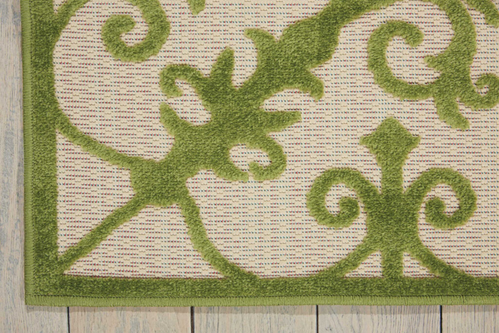 10' X 13' Green Damask Non Skid Indoor Outdoor Area Rug