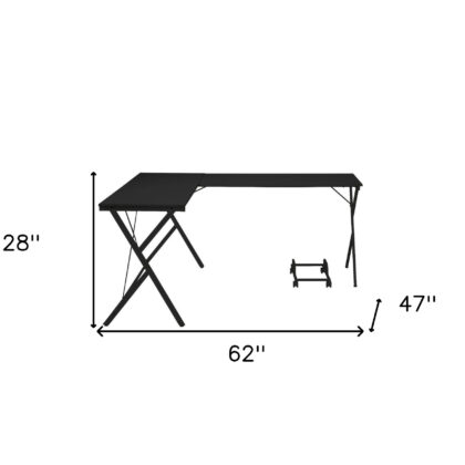 62" Black L Shape Computer Desk