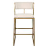 30" Beige And Antiqued Brass Steel Low Back Bar Height Bar Chair