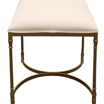 20" Ivory Canvas and Brass Ottoman