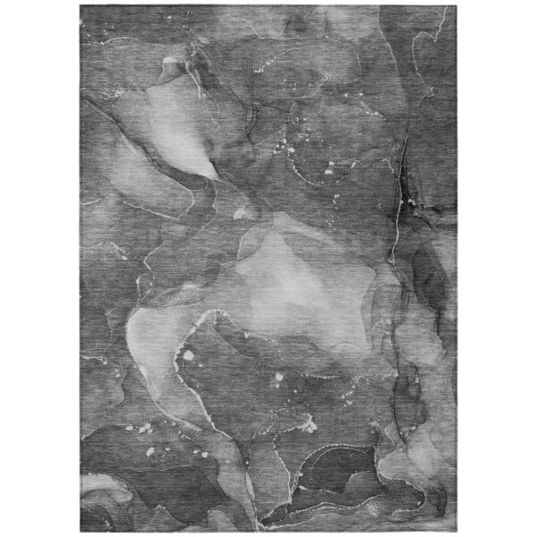 5' X 8' Gray Abstract Washable Non Skid Indoor Outdoor Area Rug