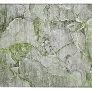 2' X 3' Green Abstract Washable Non Skid Indoor Outdoor Area Rug