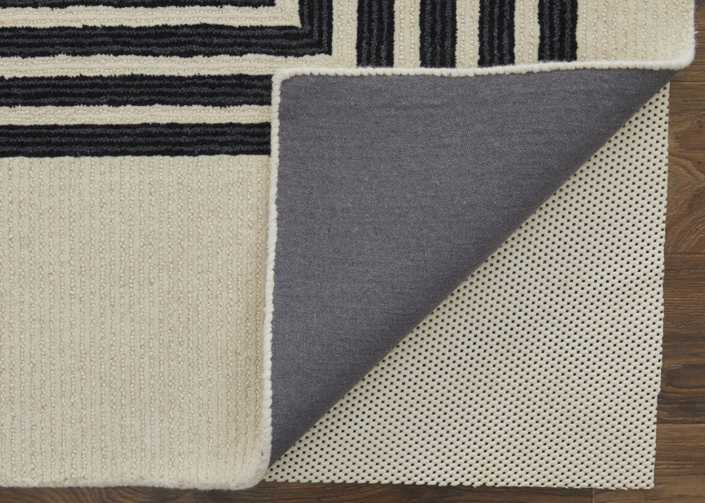 12' X 15' Gray Ivory And Black Wool Abstract Tufted Handmade Area Rug