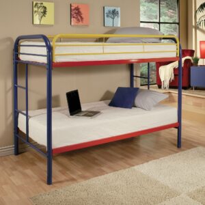 78" X 41" X 60" Twin Over Twin Rainbow Metal Tube Bunk Bed