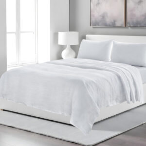 Four Piece White Linen King Sheet Set