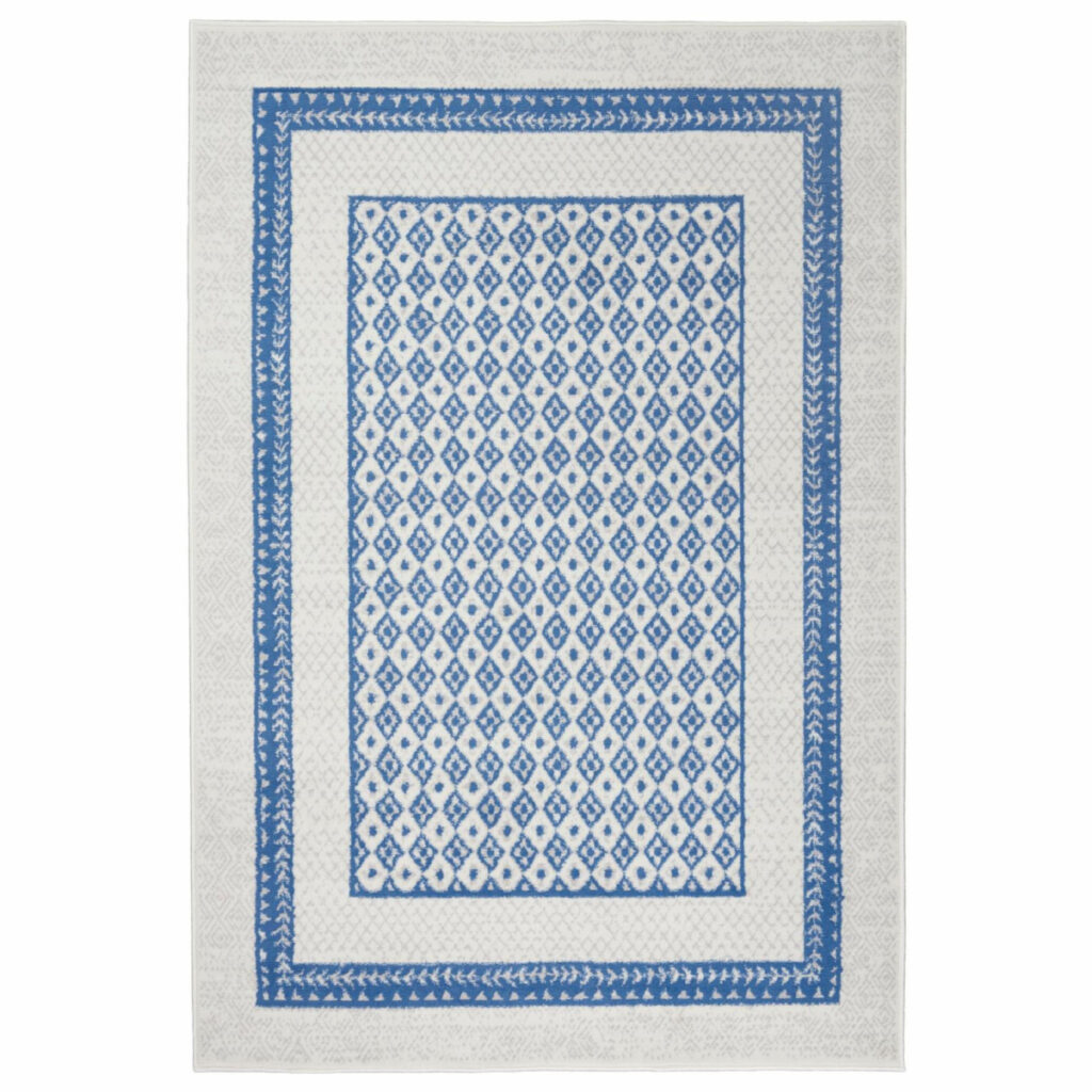 5' X 7' Navy Blue Geometric Dhurrie Area Rug